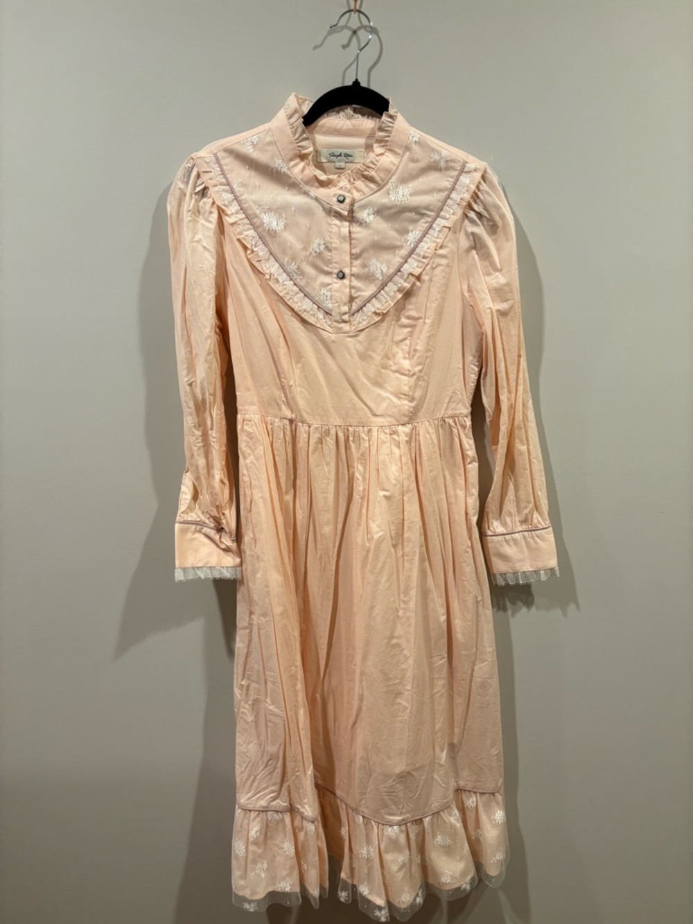 SHEIN Peach Pink Midi Dress with Ruffle V-Yoke